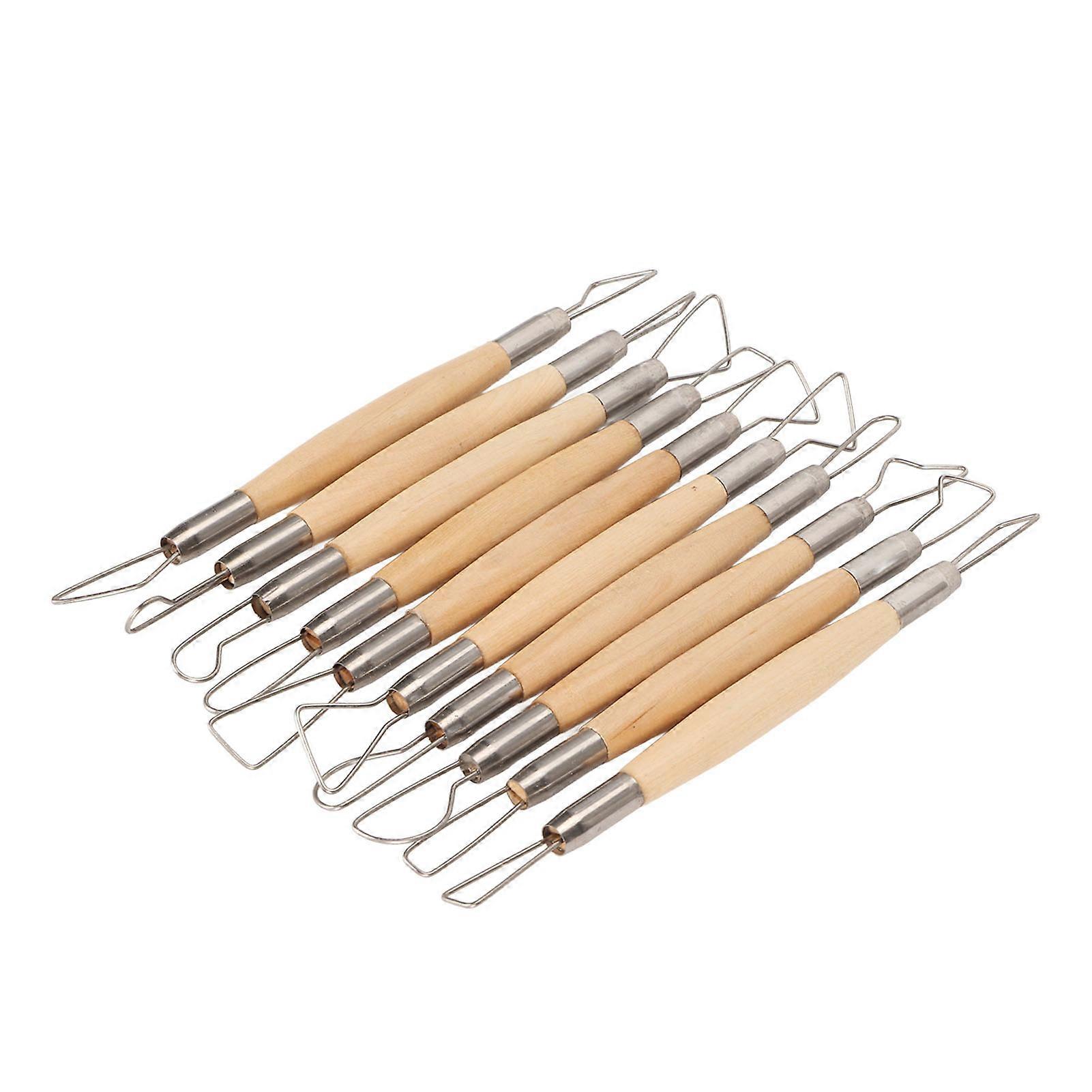10pcs Clay Carving Tools Double Ended Pottery Carving Tools Wooden Handle Clay Sculpting Modelling Tools for Wax