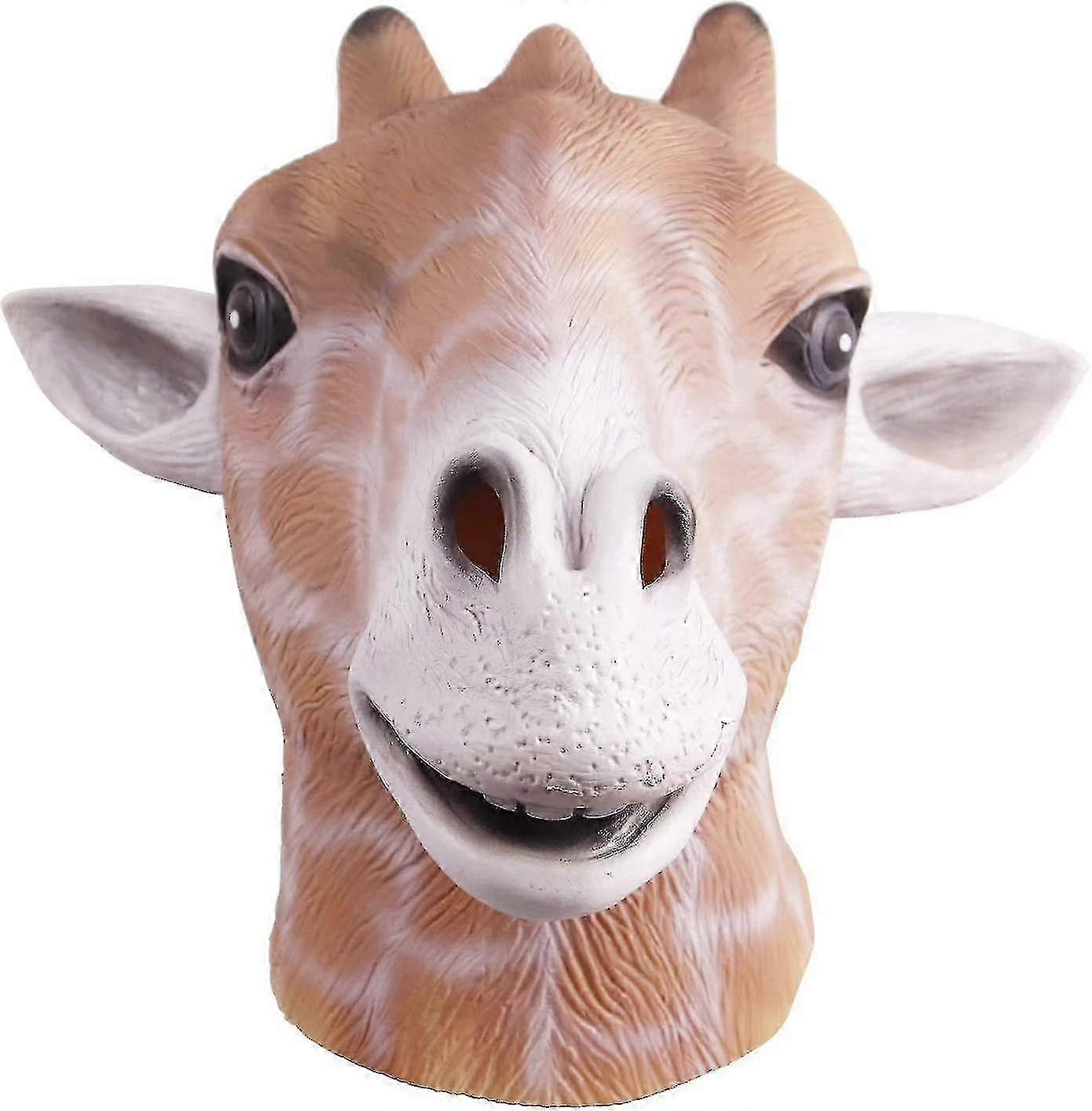 キリンマスク、ハロウィンキリンフルマスク、斬新で豪華なドレスアップダンスキャラクターが大人のラテックスアニマルヘッドマスク(茶色)の役割を果たす(1パイック