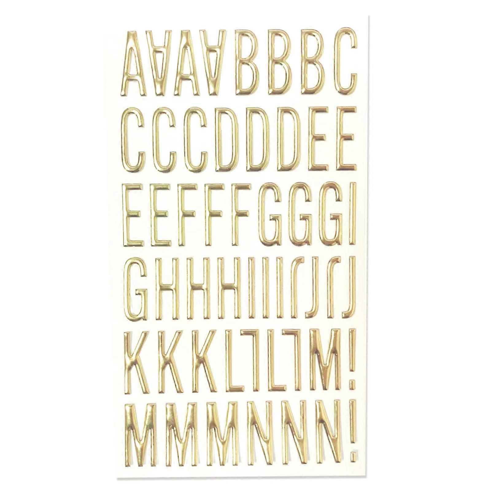 Metallic Letter Number Sticker Gold Glittered PVC Large Size Adhesive For Journal Notebook Scrapbooking