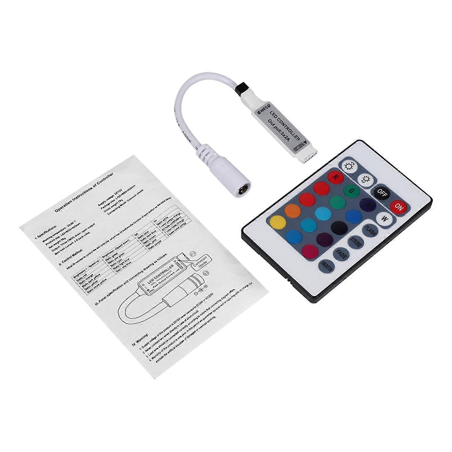 Mini 24 Keys IR Remote Wireless Controller for 3528 5050 RGB LED Strip Light