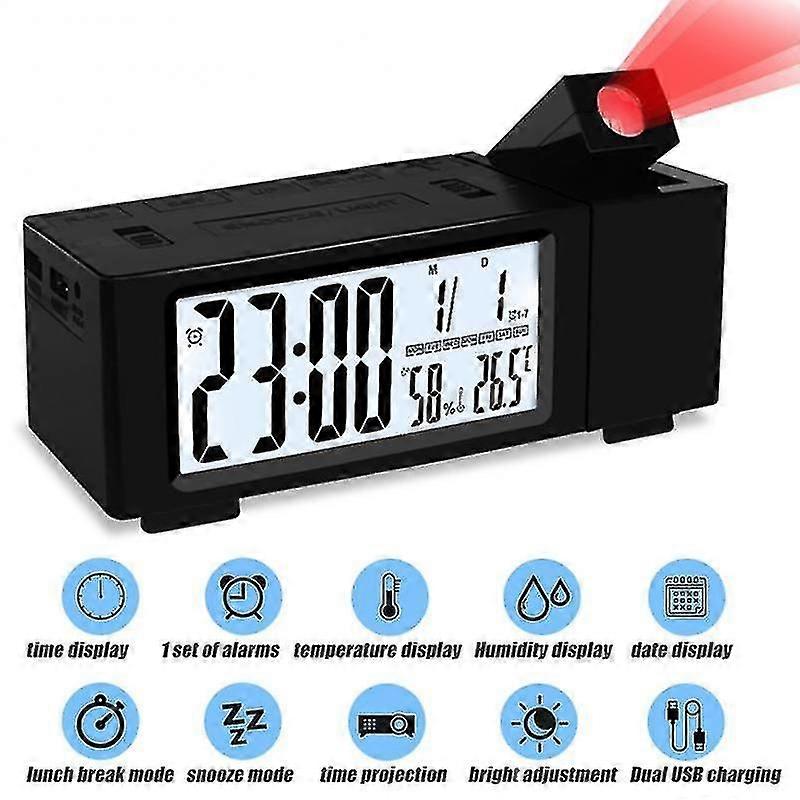 Electronic Led Digital Projection Alarm Clock Table Alarm Clock With Projection Timing Function Projector Bedroom Bedside Clock