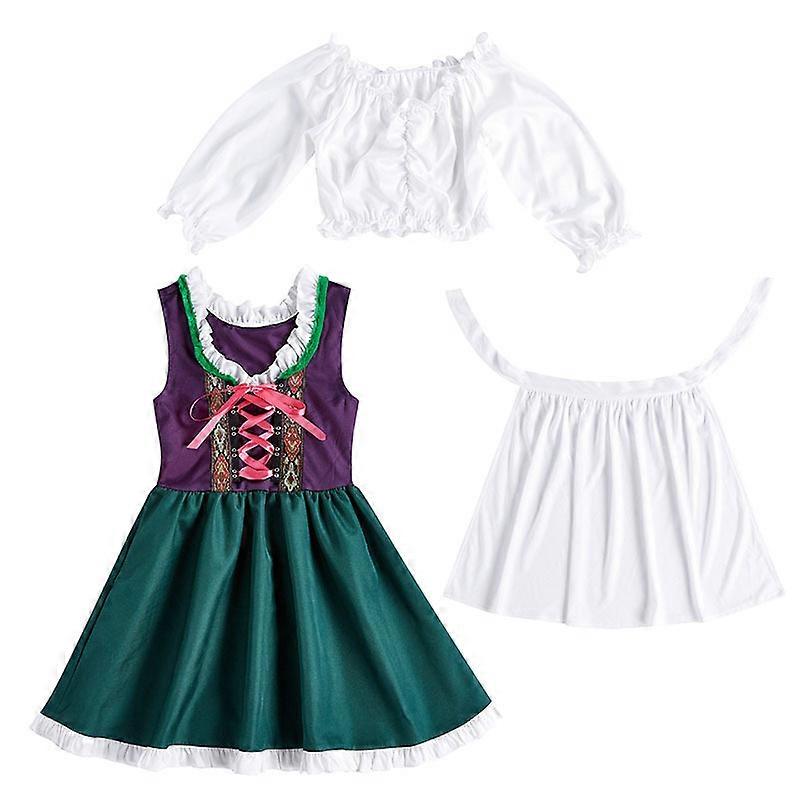 Halloween beer costume Bavarian traditional costume skirt parent-child style green and purple color 3-piece beer skirt