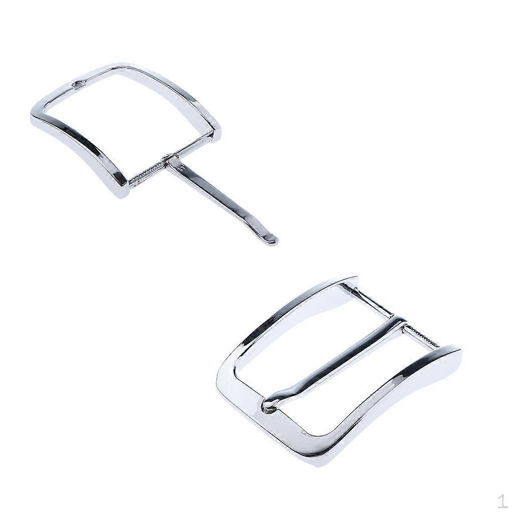 2 Single Prong Rectangle Belt Buckle Metal Pin Replacement Men