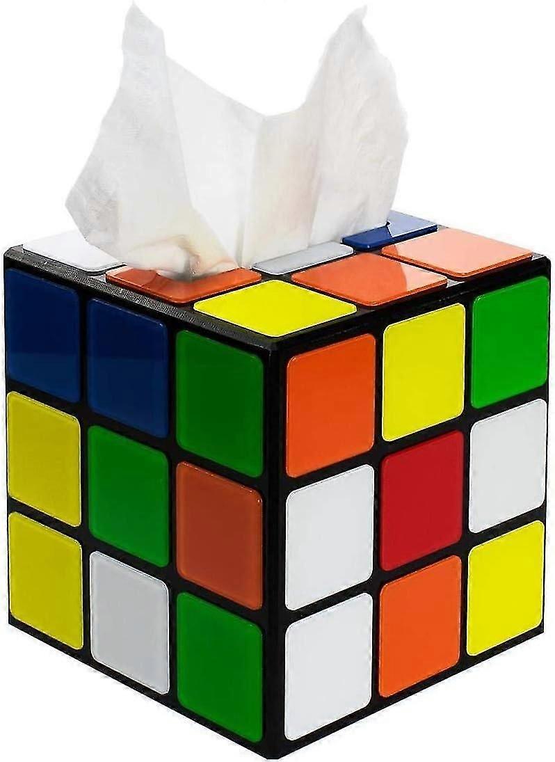 Plastic Magic Cube Tissue Box Cover with Magnetic Lock - Multi - Color, Holder for Square Tissue Boxes