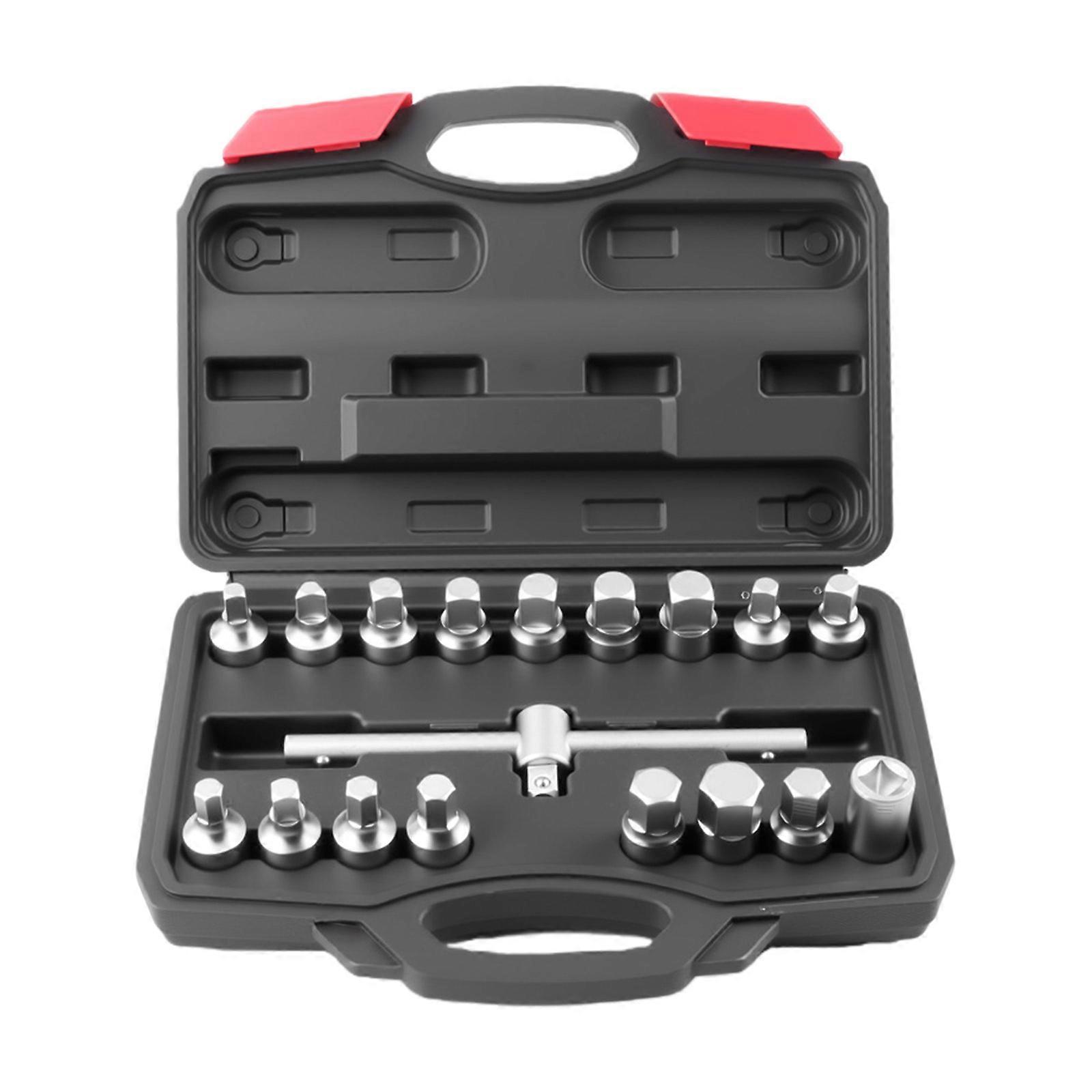 Comprehensive 18pc Mechanic Kit With Universal Lever Wrench Corrosion Resistant Socket Ergonomic Handles For Efficient Repairs Multicolor