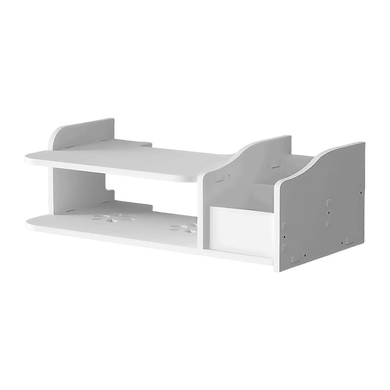 Multiple Purpose Wall Shelf For Electronics Equipment Denial Drill Mounting Ventilated Plan Two Layer Storage Space Cable Planner  40cm