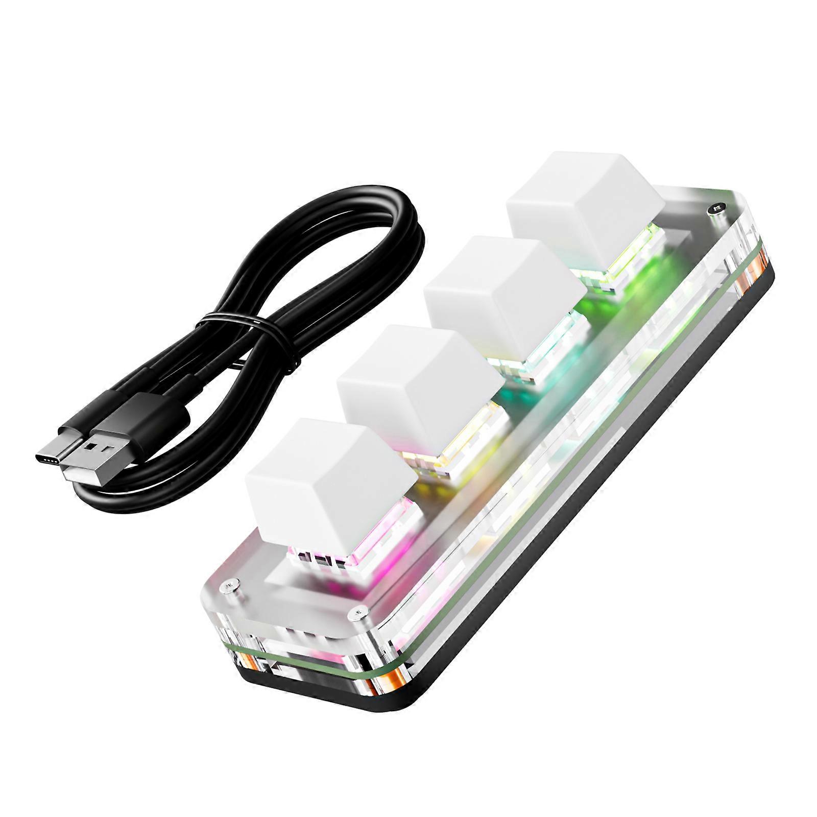 ABS 4 Key Programmable Office Keypad Plugs Play Support Enhances Productivity Tool Macro Pad Keyboards  White