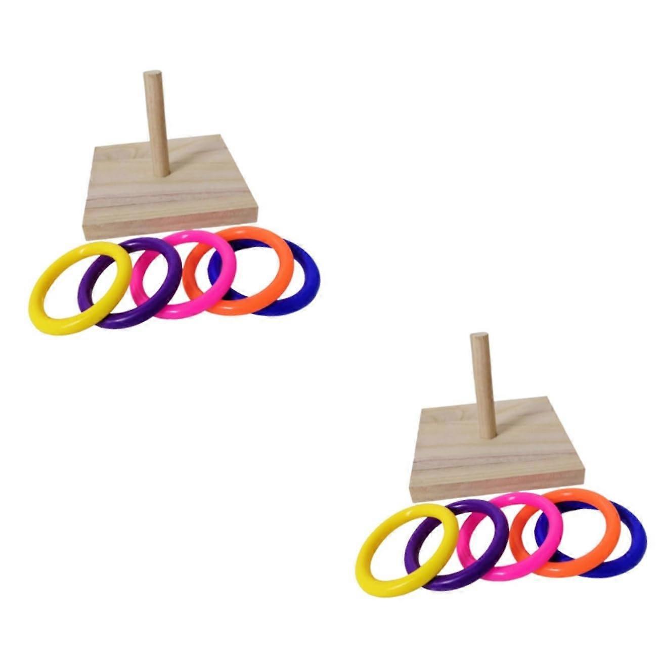 Interactive Bird Ring Toss Toy For Parrots Two Pack Educational Ring Toss Game Includes 5 Randomized Rings