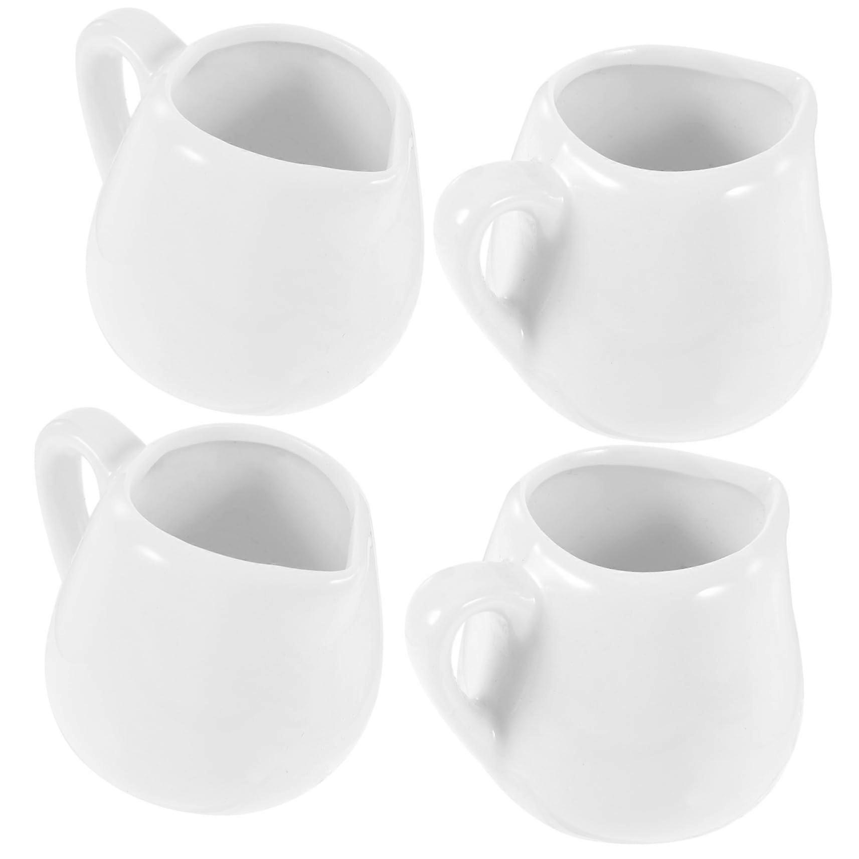 4 Pack Ceramic Milk Pitcher Small Creamer Jug with Handle for Coffee Tea and Bar Use