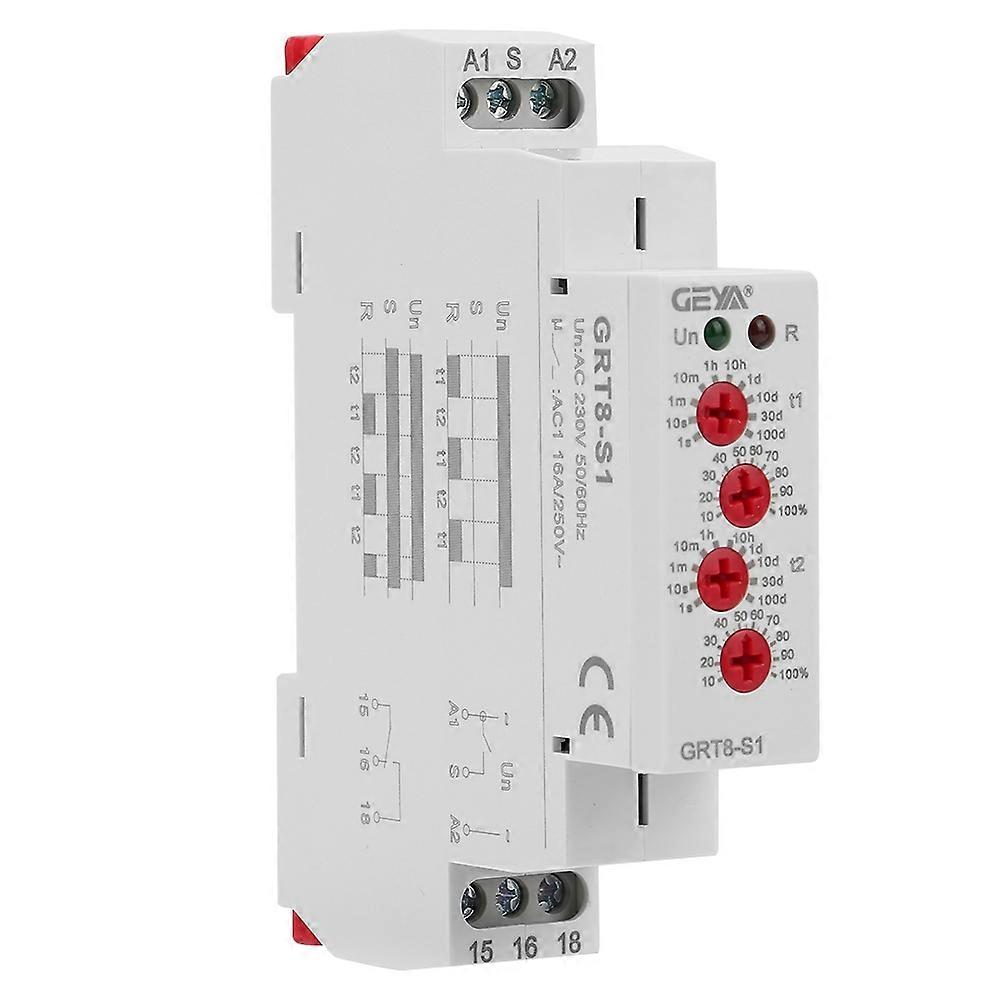 GRT8-S1 Mini Asymmetric Cycle Timer ON/OFF Repeat Cycle Time Relay AC 230V