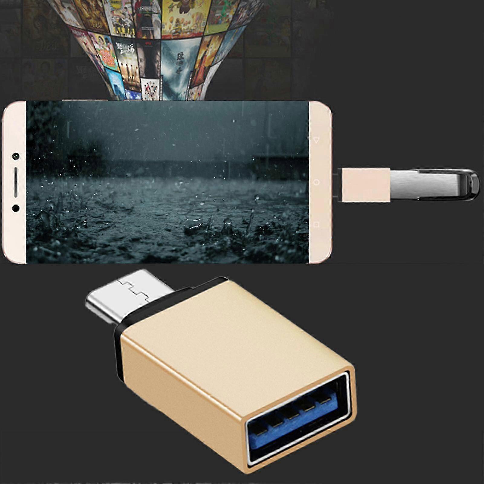 2Pcs USB3.0 Converter Quick Transmission Stable Output Thickened Interface OTG USB to Type-C Connector for Smartphone