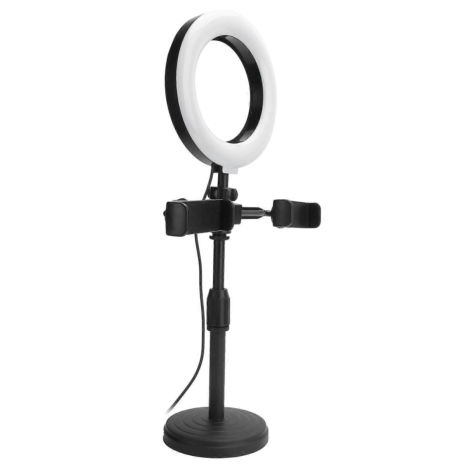 Mobile Phone 2Pcs Clips Stand with 6in LED Ring Light Fill Light Bracket for Live Stream