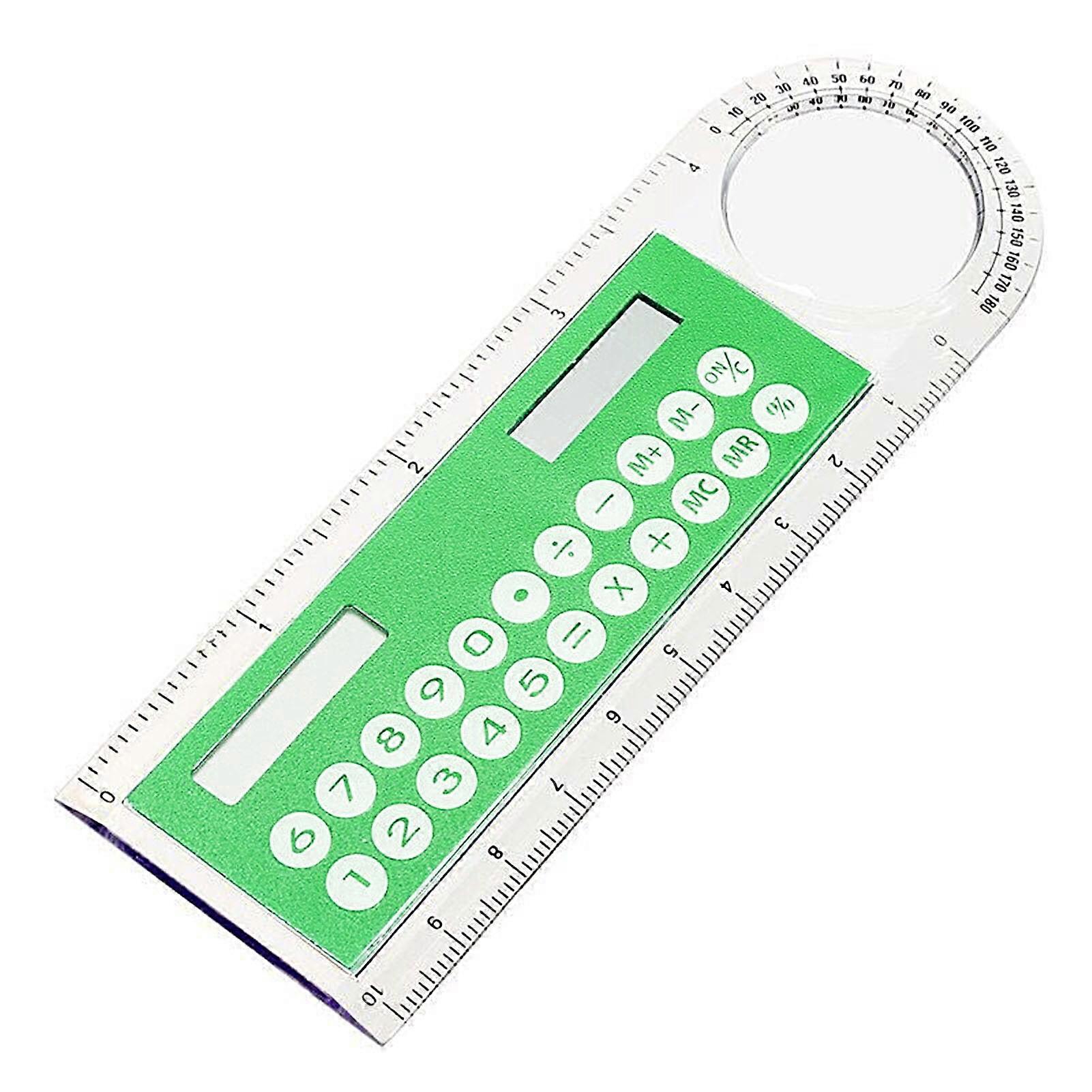 COOLL Mini Solar Transparent Ruler Calculator with Magnifier Student School Supplies