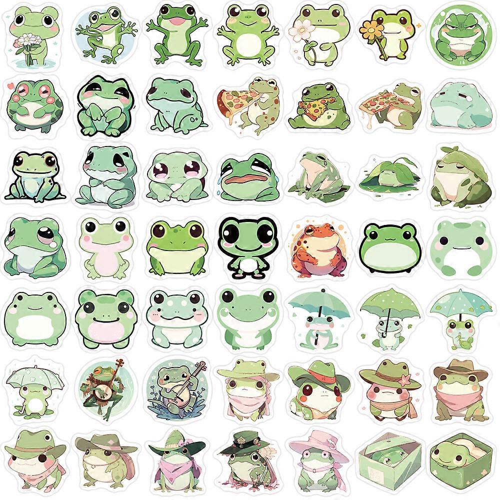 100 petits autocollants de grenouilles de dessin animé pour décorer guitares, cahiers et valises et les imperméabiliser soi-même.
