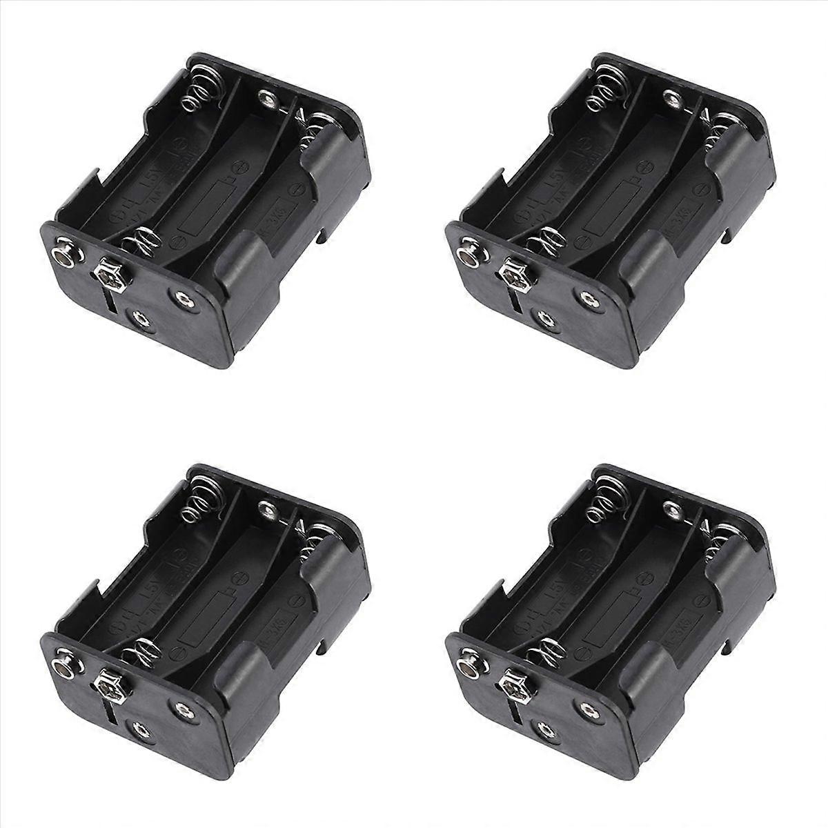 4X Double Side Spring 6 x 1.5 V AA Battery Holder Case Box Black