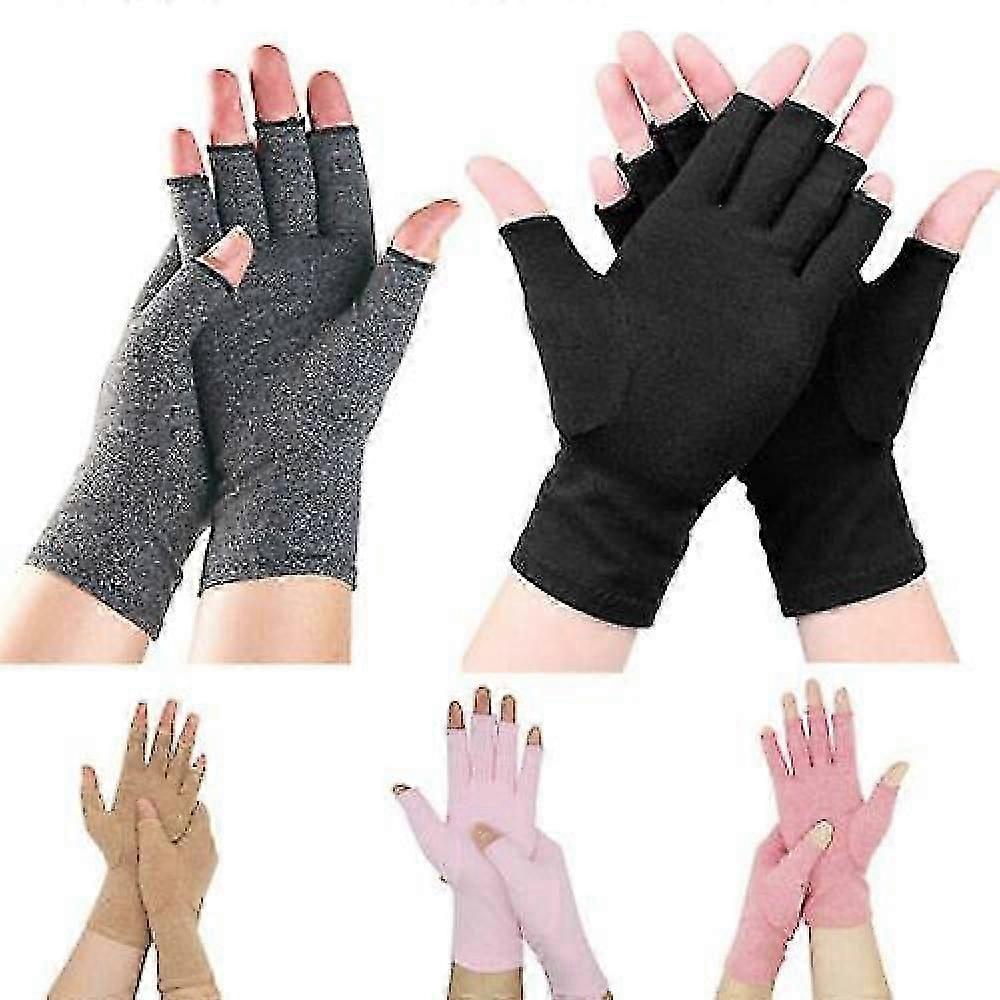 Anti Arthritis Compression Gloves Fingerless Support Rheumatoid Pain Rel NFL