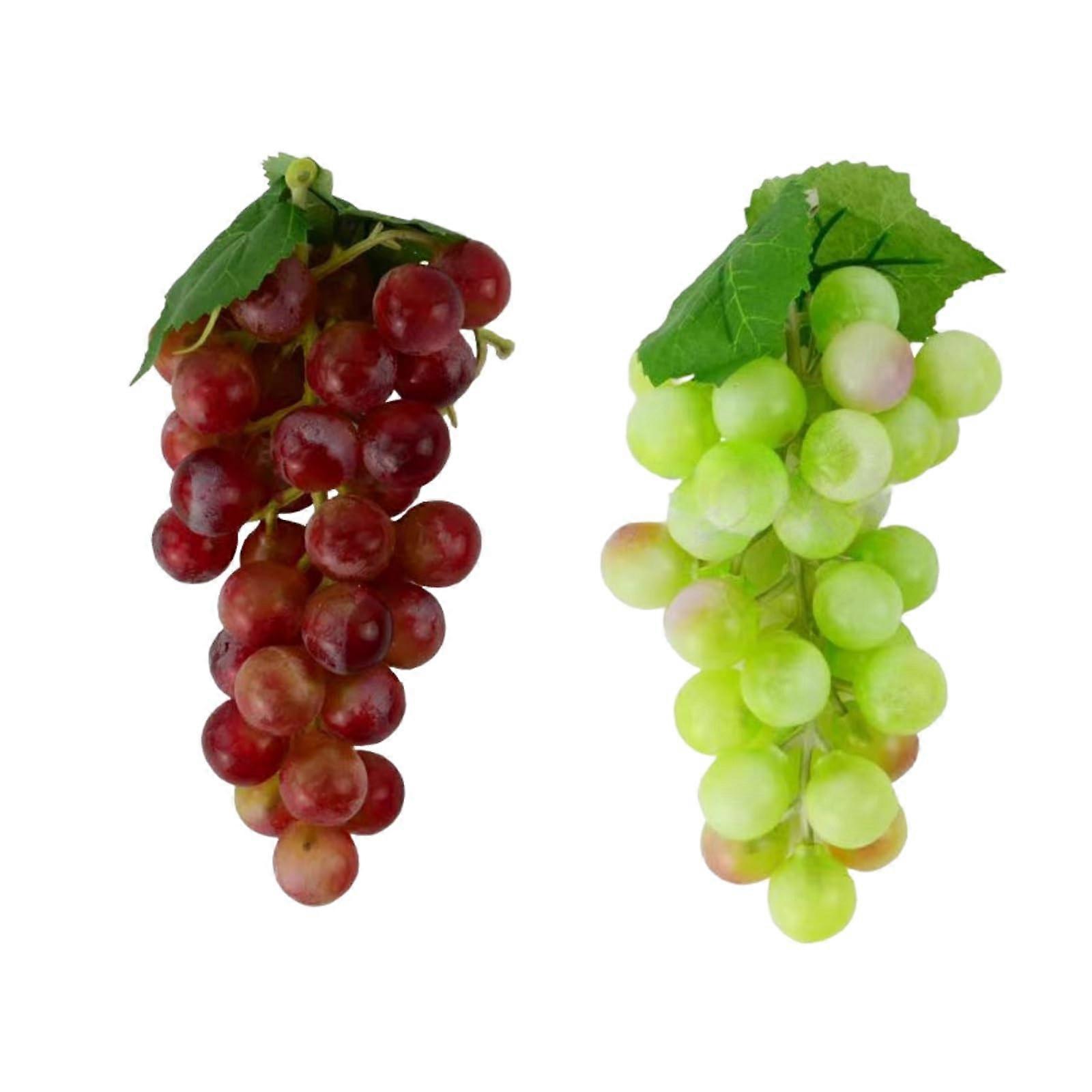 Artificial Grapes 2 Bunches Realistic Plastic Hanging Grapes for Kitchen Display and Home Decor
