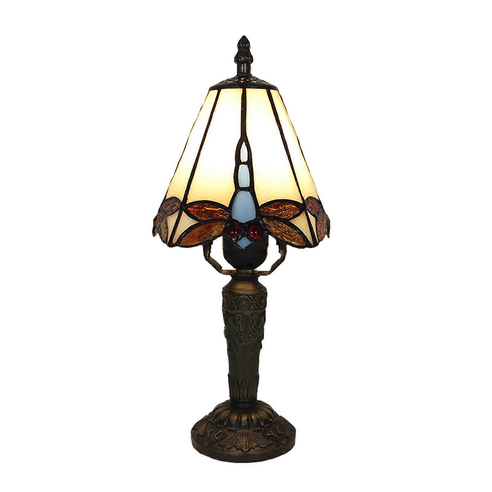 Dragonfly Table Lamp with LED Bulb, 3Way Lighting Handmade Stained Glass for Bedroom
