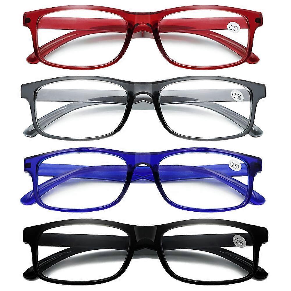 4 PK Mens Rectangular Blue Light Blocking Reading Glasses Unisex Readers 1