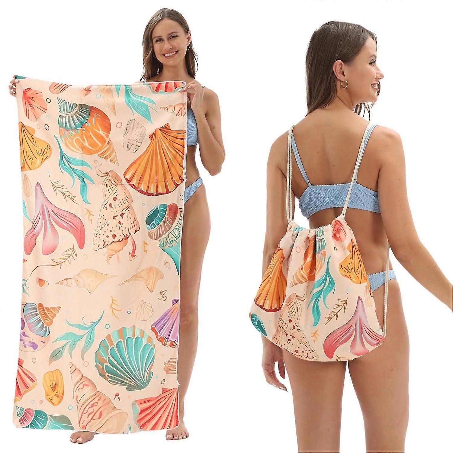 Oversized Quick Dry Microfiber Beach Towel with Sand Resistant Fabric and 2 in 1 Backpack Design