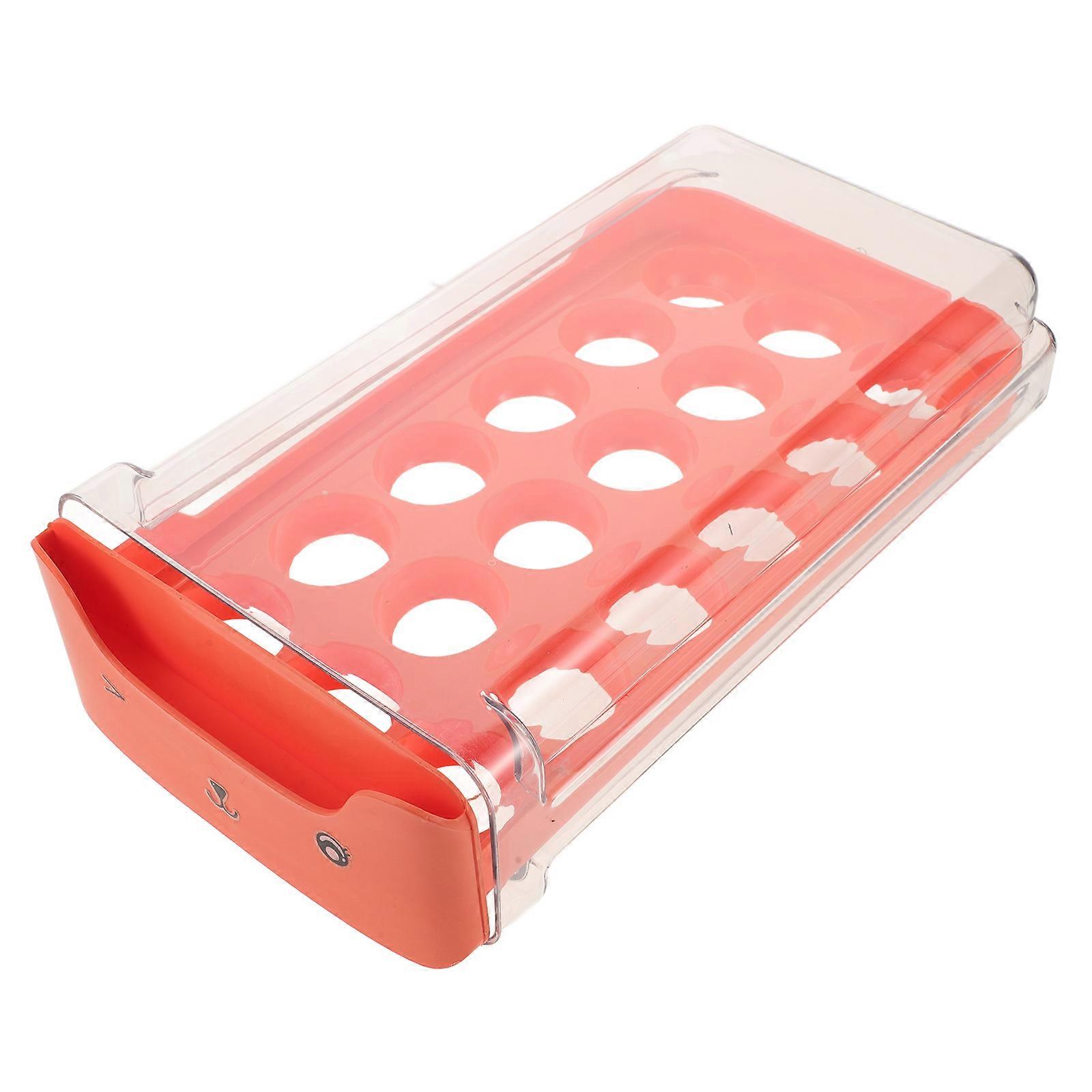 Transparent Stackable Egg Holder for Fridge with Drawer Access Durable Reusable Plastic Orange 18 Count