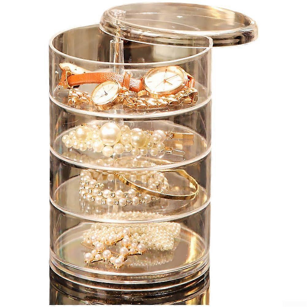 Jewelry Organizer with 360 Degree Rotation, Transparent MultiLayer Storage for SpaceSaving Vanity