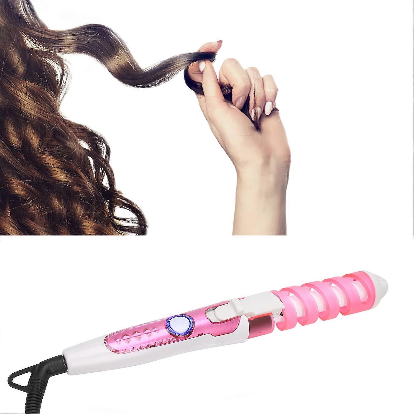 2 in 1 Curling Iron and Hair Straightener, Fast 20s HeatUp, Negative Ion, Spiral Design, US Plug