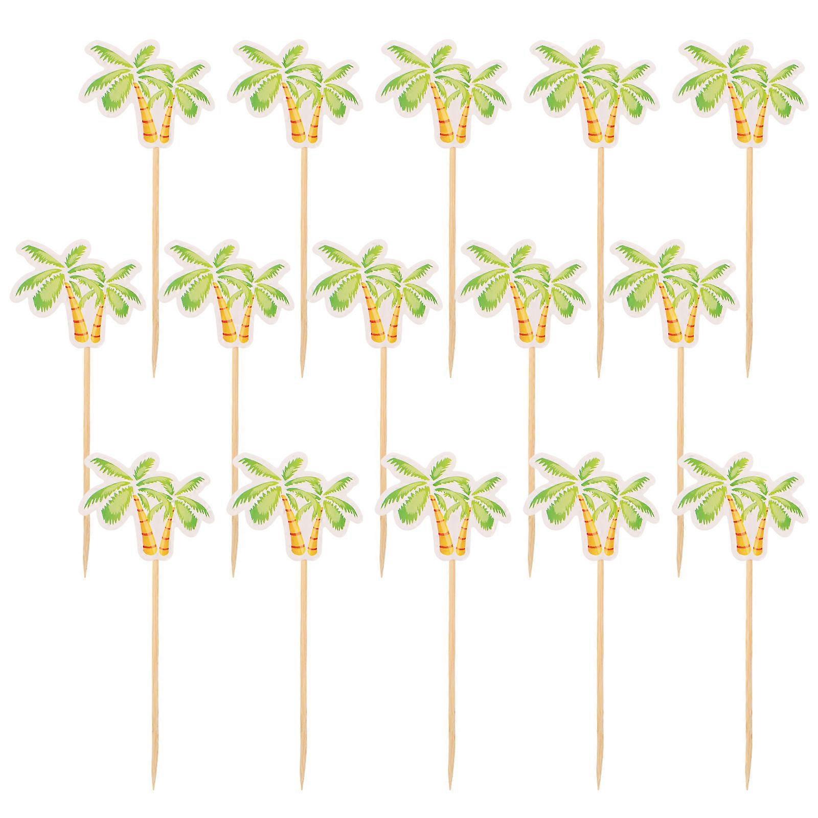 20pcs Coconut Tree Bamboo Picks for Appetizers and Cakes Unique Design Green Color Ideal for Parties