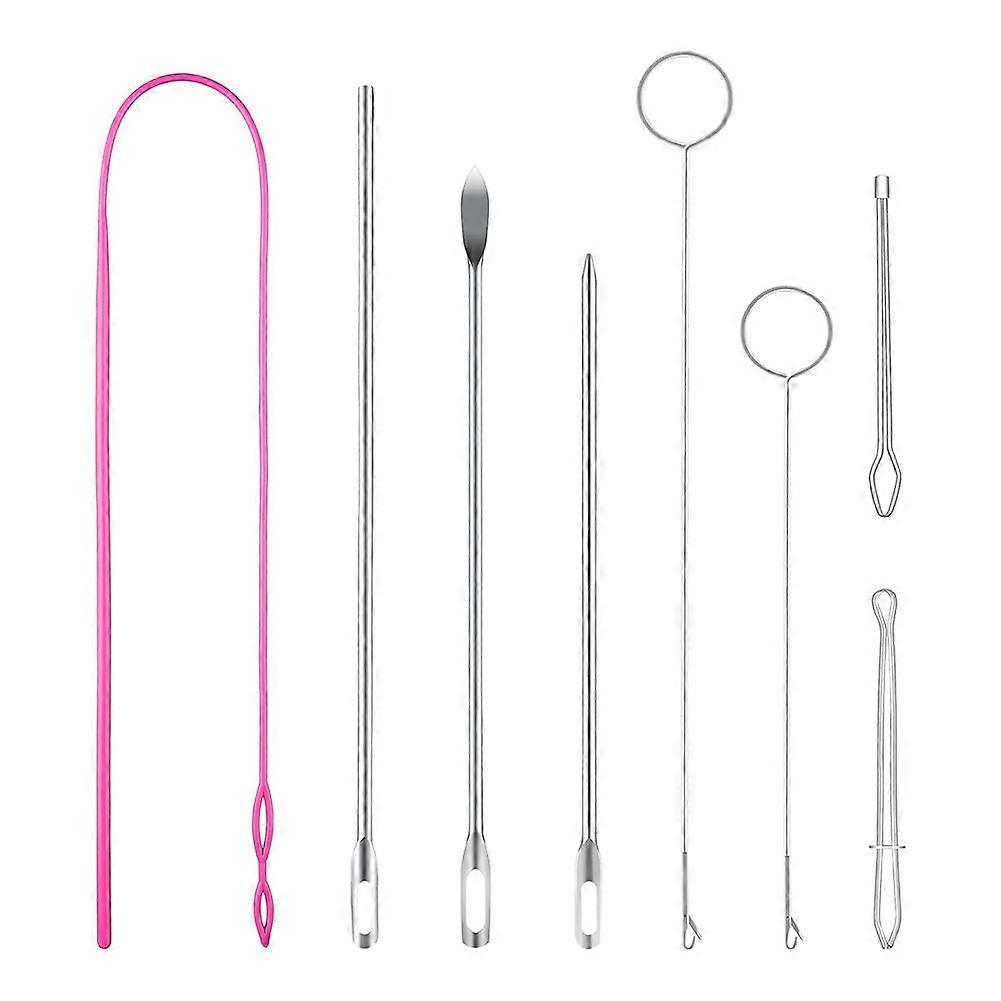 Drawstring Threader Tool Set, Stainless Steel Sewing Loop Turner Hooks with Latch, Flexible Drawstring Threader