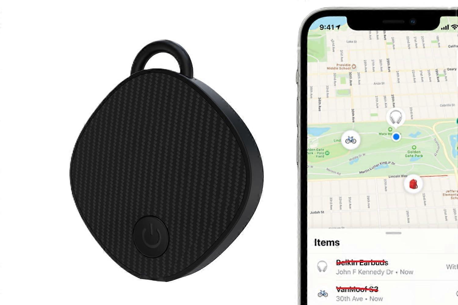 GPS Tracker with Unlimited Global Tracking for Car, Pet, Keys, Apple Find My Compatible, Black