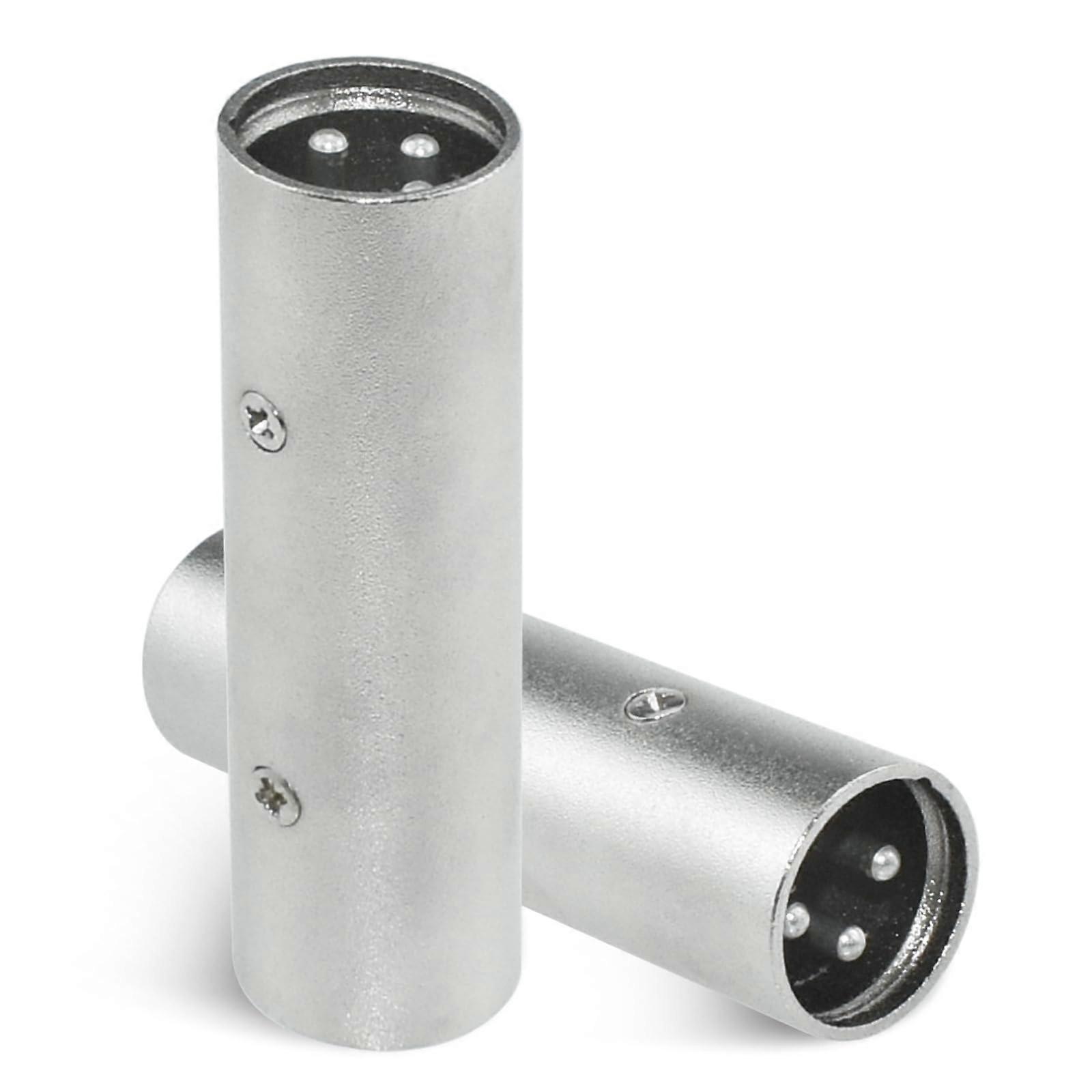 XLR Male to Male Adapter 3 Pin Audio Coupler with Noise Reduction for Microphone Mixer Amplifier Silver 2 Pack