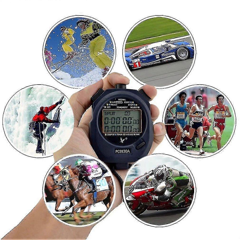 New Professional Digital 3 Rows Stopwatch 30 Memory Stopwatch