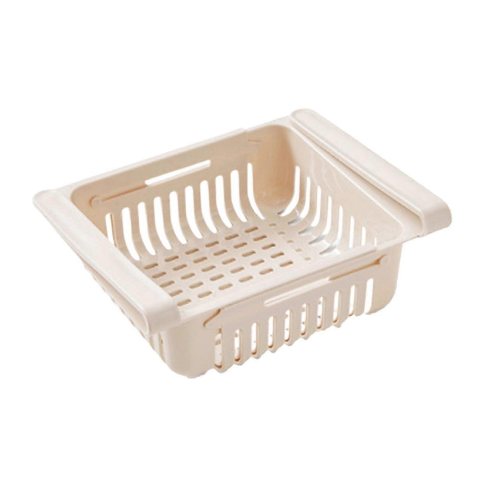 EcoFriendly Pull Out Refrigerator Storage Box, Durable Fridge Drawer Organizer Bin Beige