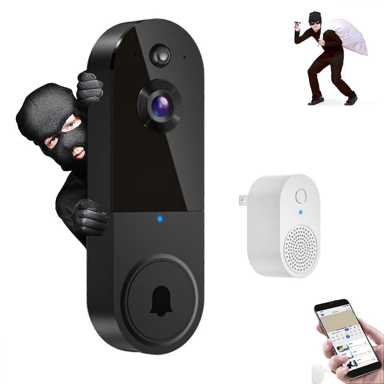 Wireless Video Doorbell 1080p HD Smart WiFi Camera with AI Detection TwoWay Audio T50 Black