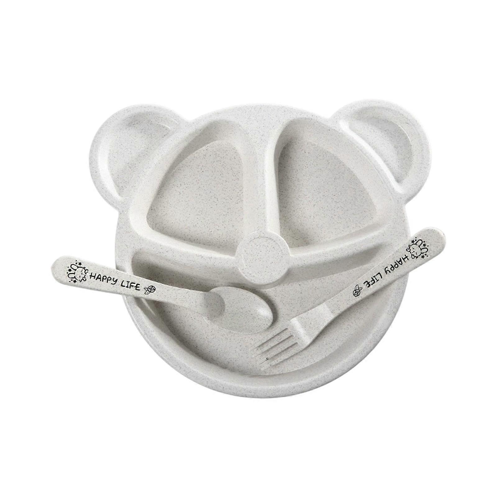 Cute Bear Design Dinner Plate Solid Color Compartment Dinner One Eating Tableware children's suction cup bowl