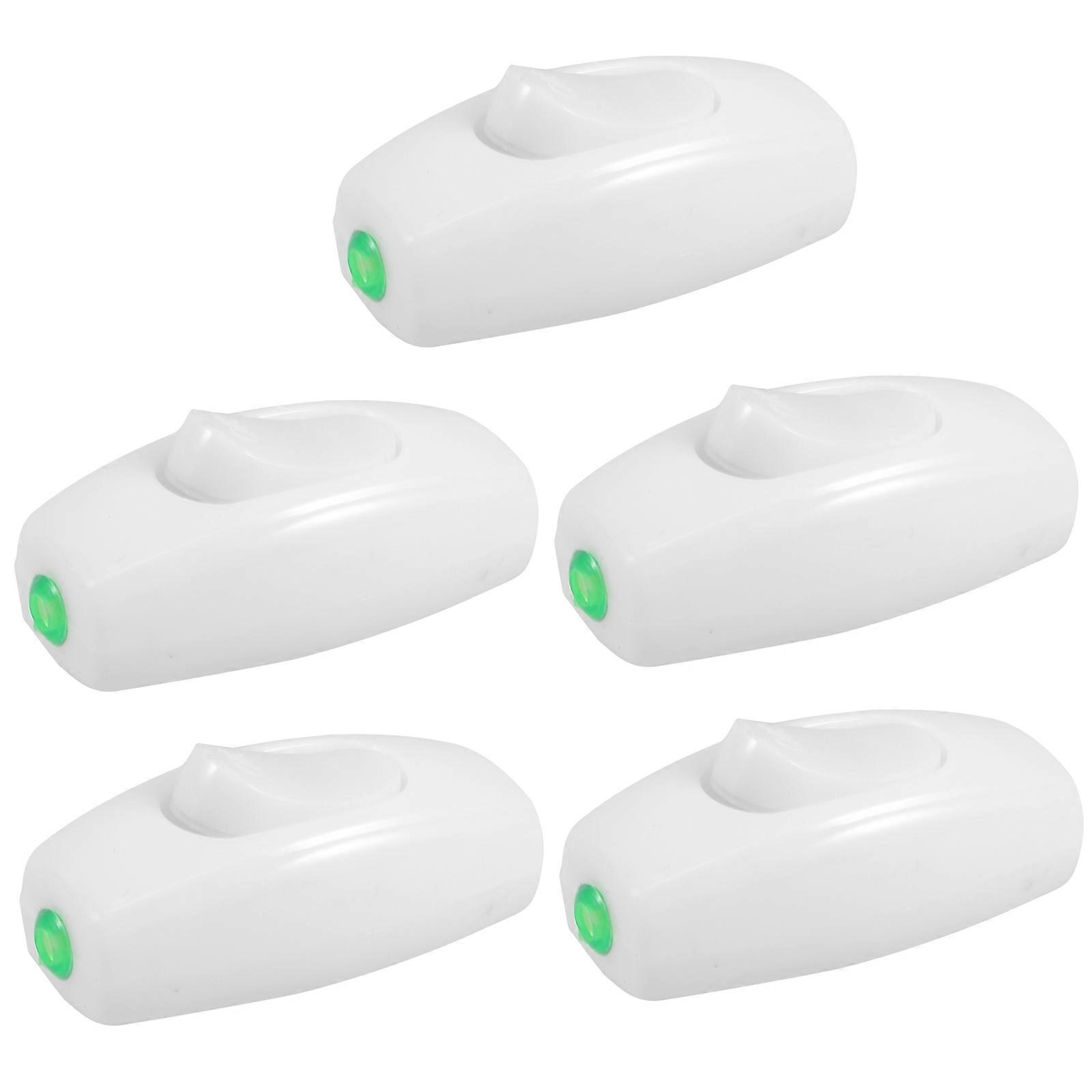 5pcs Convenient Bedside Lamp Inline Cord Electrical Light Push Button Small Switch Set