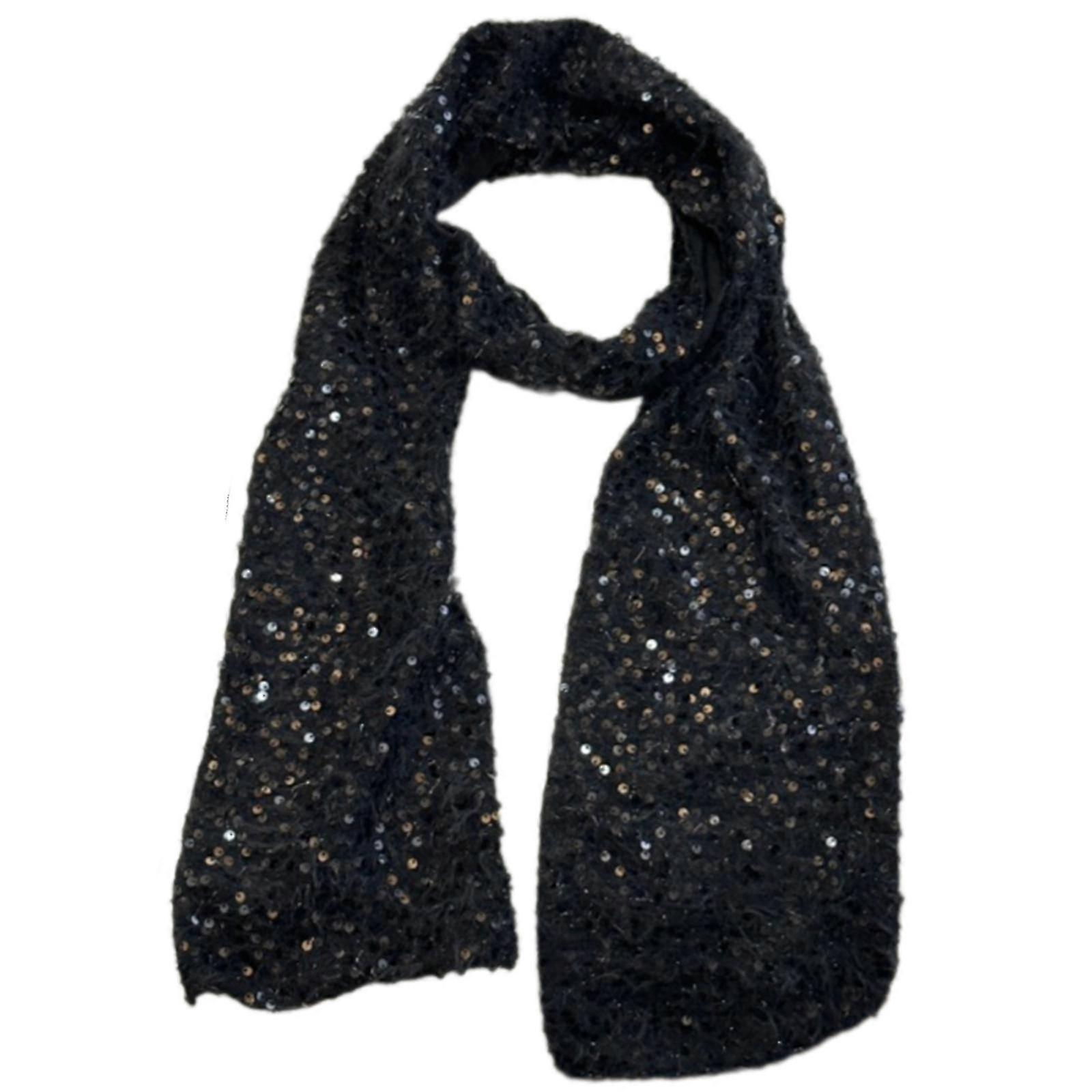 Sequins Embellishment Neckerchief Unisex Warm Scarves Autumn Winter Long Scarf For Fashion Females White