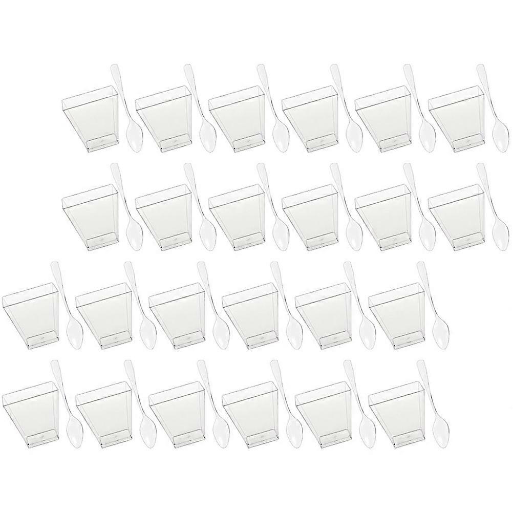 Pudding Cup Transparent Dessert Cup with Spoon for Home 60Sets