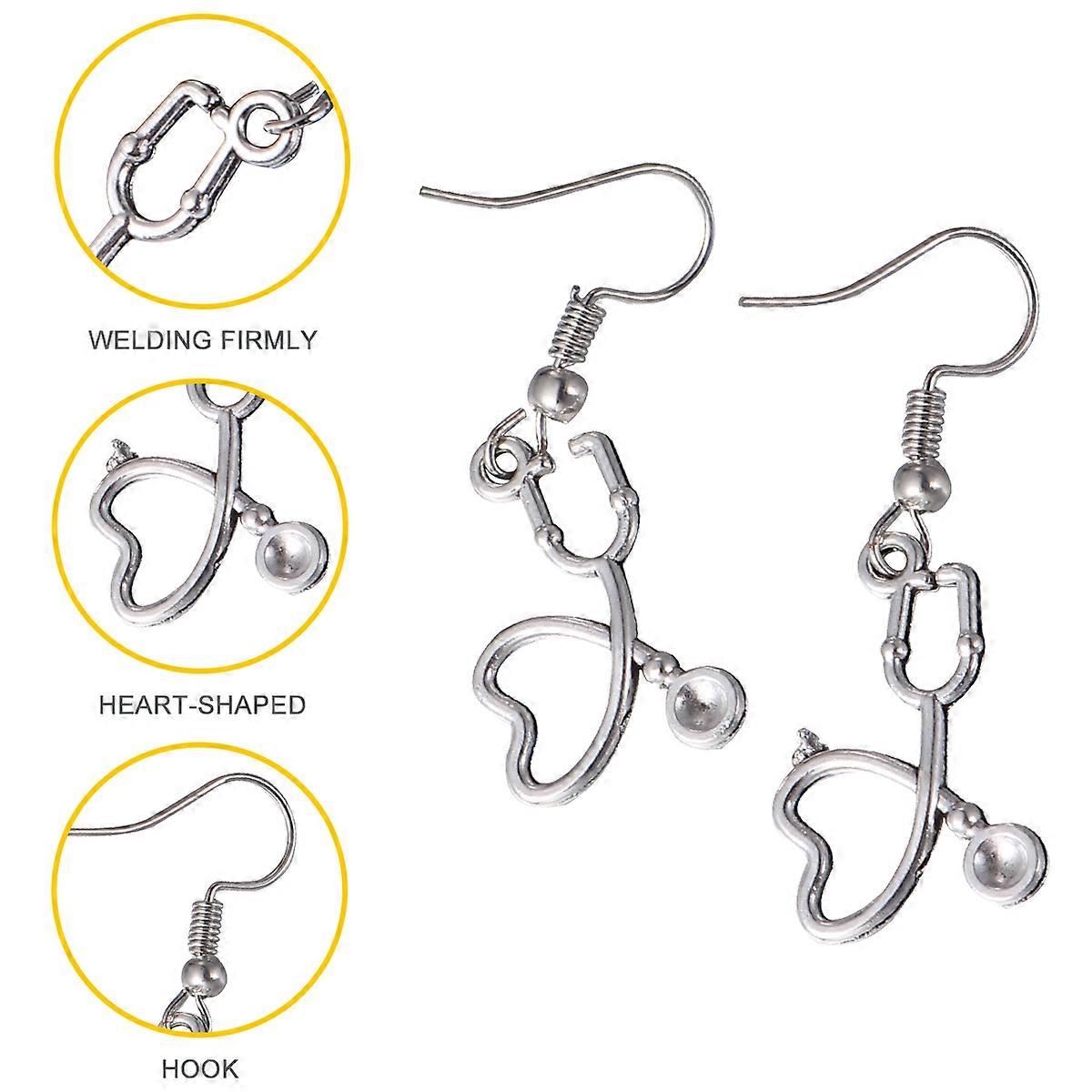 Stethoscope Earrings Silver Made for Decoration 1Pair Stylish Gift