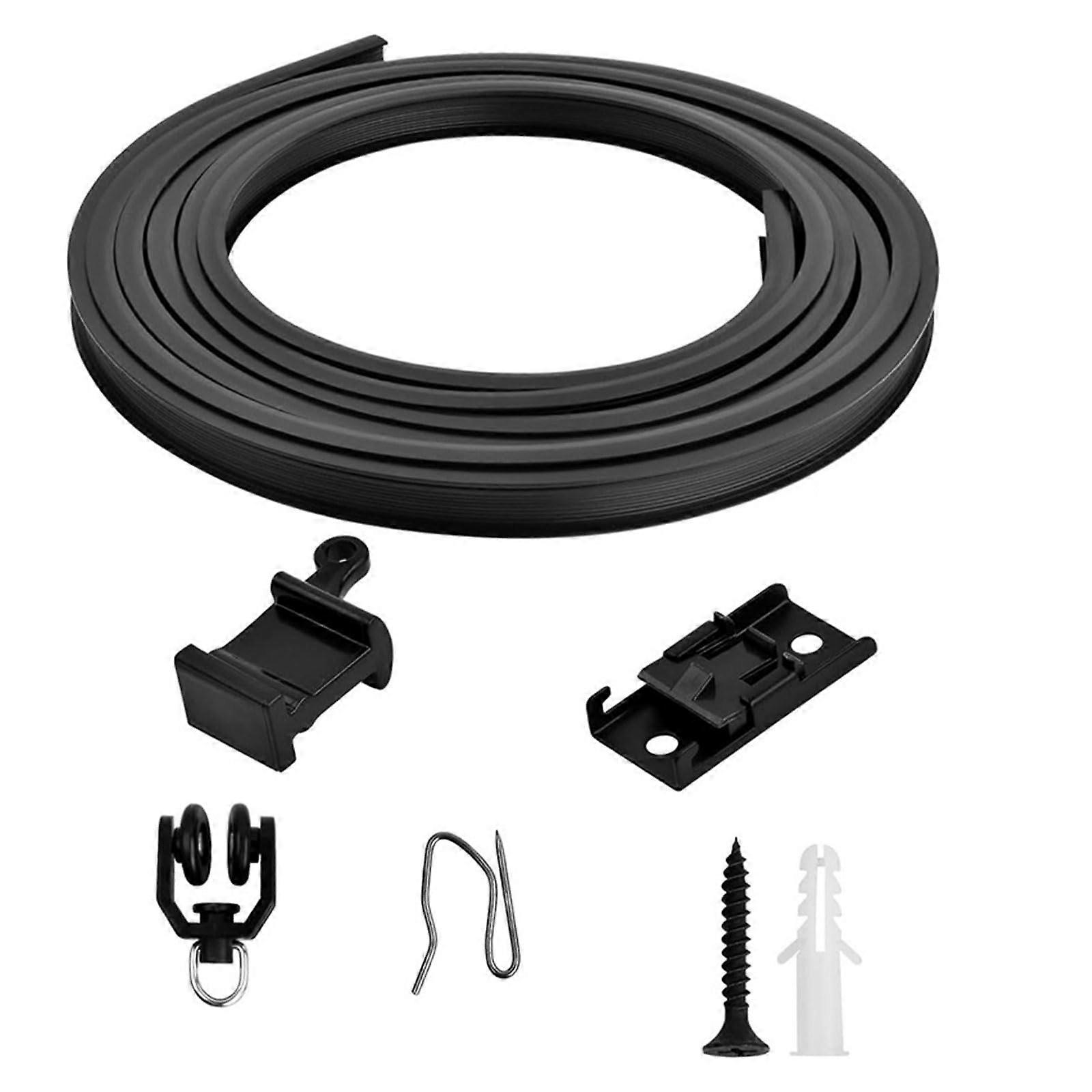 Flexible Ceiling Curtain Track 5m Bendable Rail with Hooks Smooth Glide for Bay Windows and Office