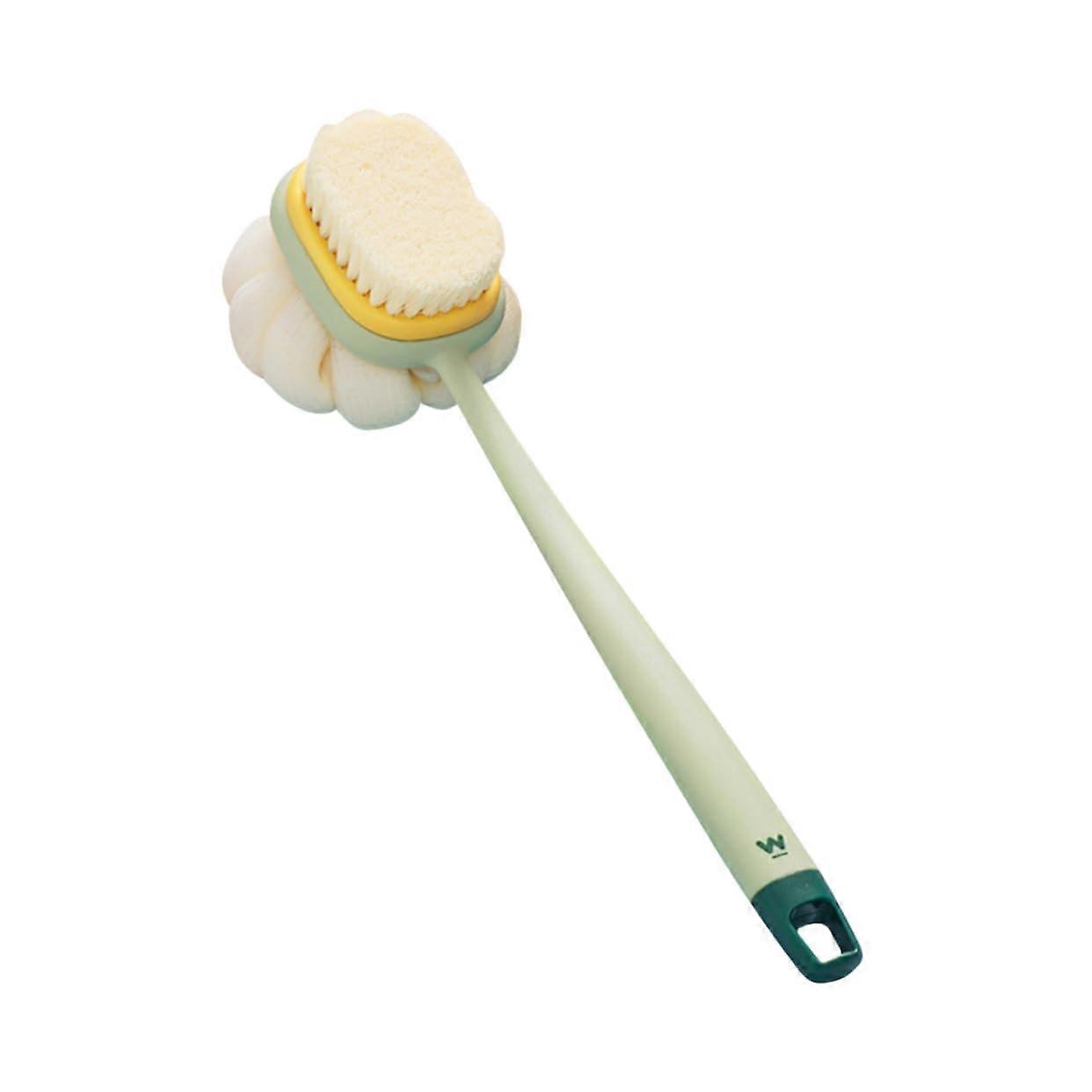 Double Sided Bath Brush with Long Ergonomic Handle for Back Scrubbing, Exfoliating and Massage
