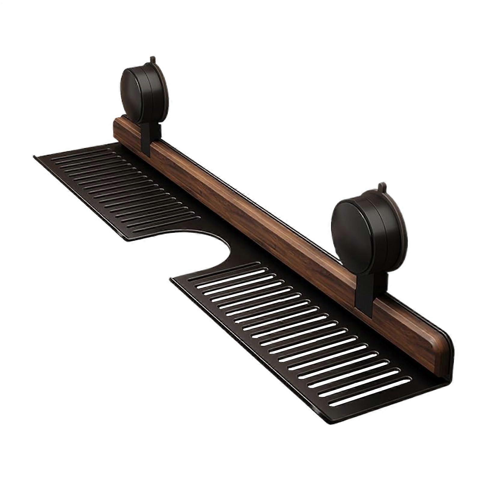 Bathroom Wall Shelf with Suction Cups, Rustproof Shower Storage Rack for Soap and Shampoo, 19.68' Black