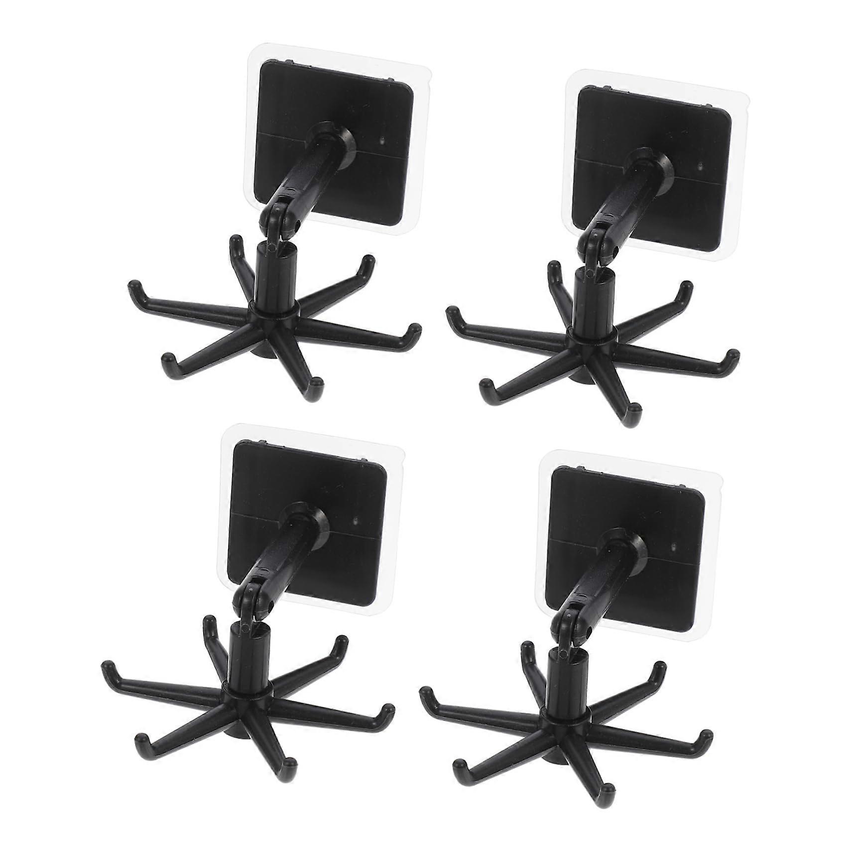 4pcs Kitchen Utensil Holder with 360° Rotating Hooks, Wall Mounted SpaceSaving MultiPurpose Rack