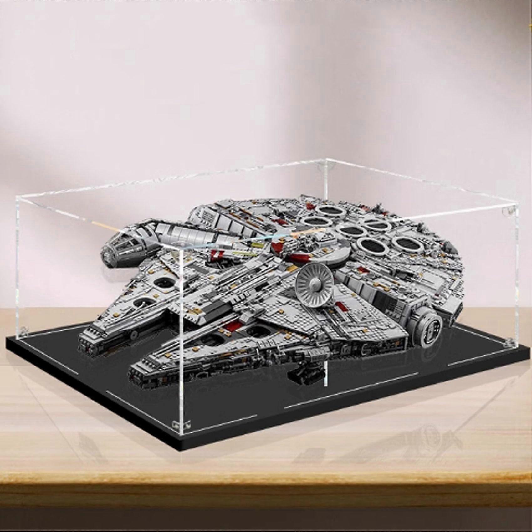 Millennium Falcon Display Case Dustproof Clear Acrylic with Black MDF Base for  75192 Model