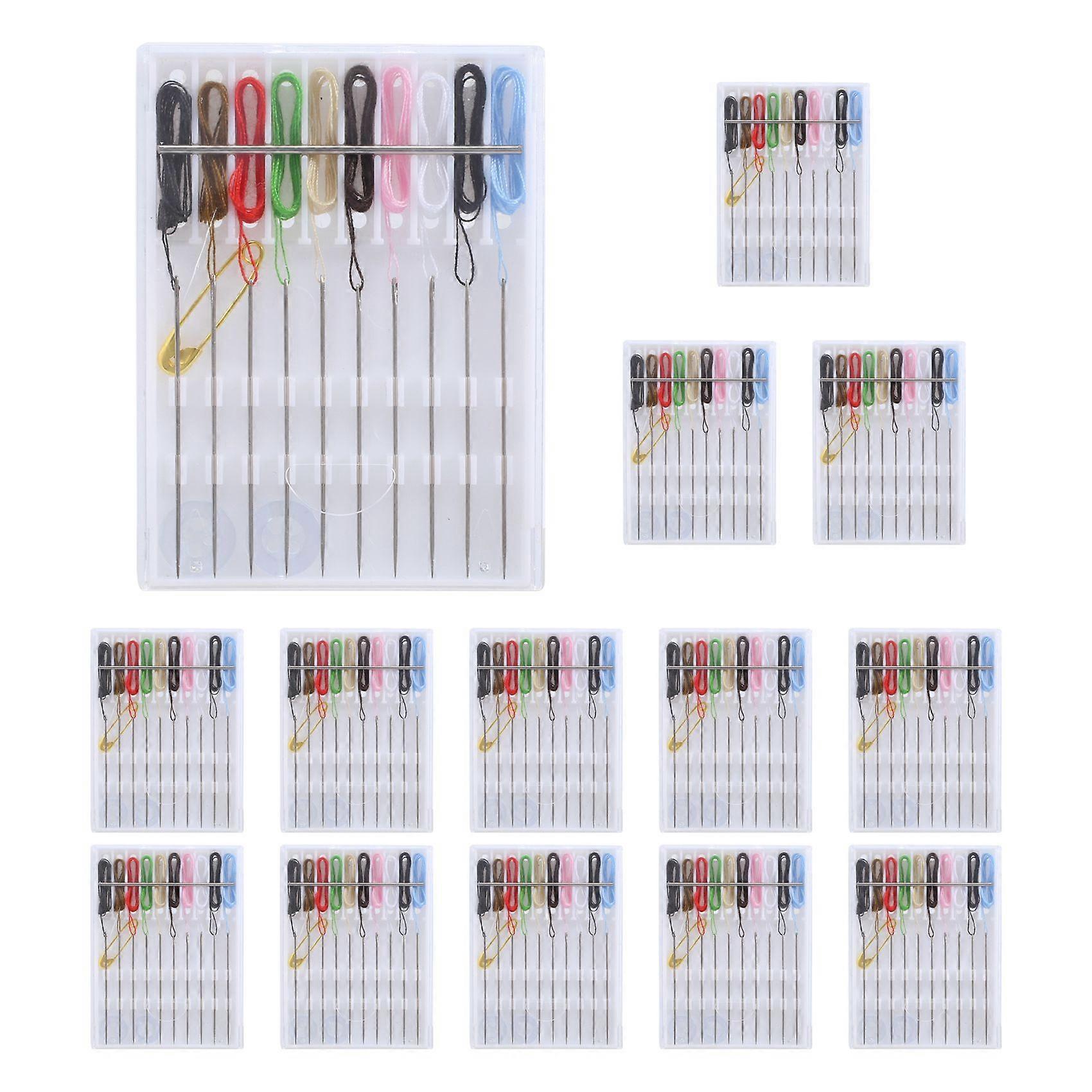 14 Boxes Mini Quick Fix Sewing Kit Easy Pre Threaded Needle Kit Basic Personal Sewing Kit Plastic Threaded Needle Holder