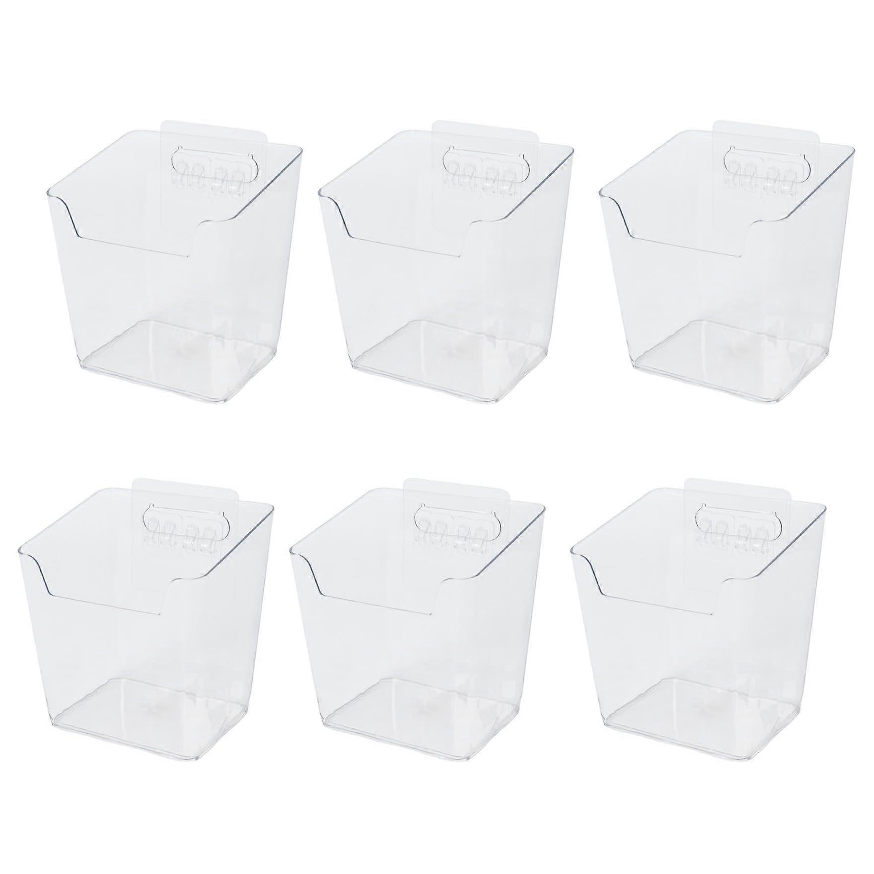 6 Pack Clear Pegboard Storage Cups with Hooks, Transparent Bins for Garage Kitchen Organization