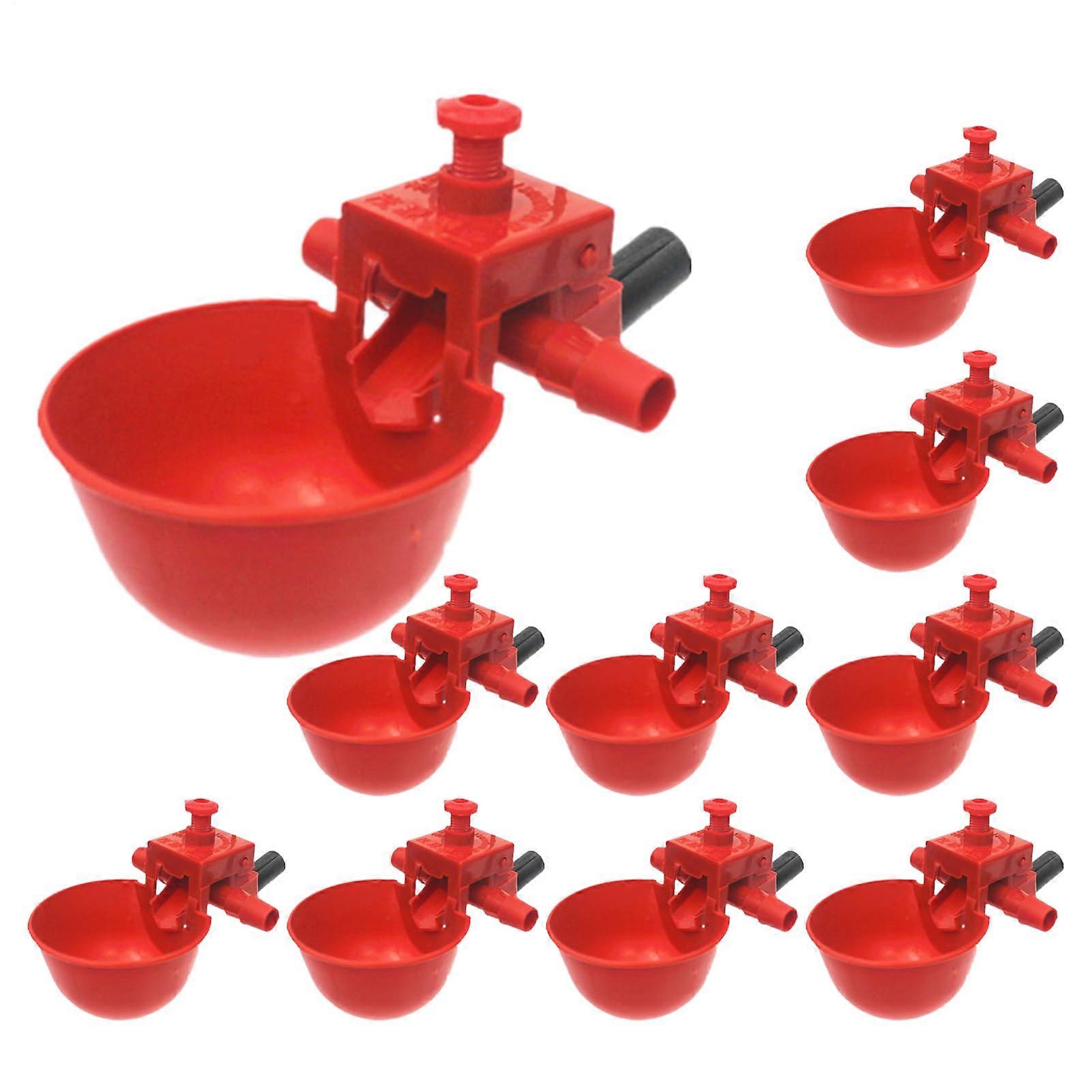 Automatic Chicken Waterer with 10 Red Poultry Drinking Cups, Adjustable for Backyard Farm Birds