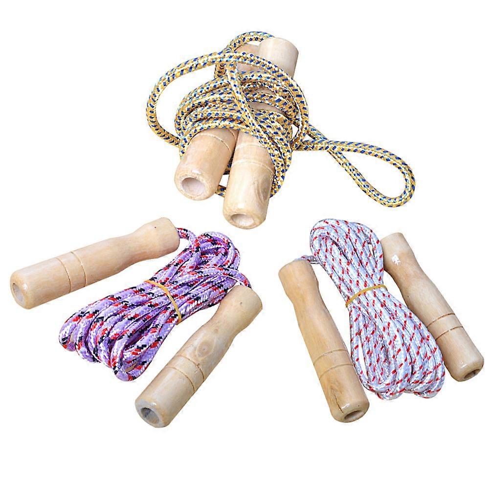 Wood Handle Jump Rope for Exercise 3Pcs Children Adjustable Skipping Rope