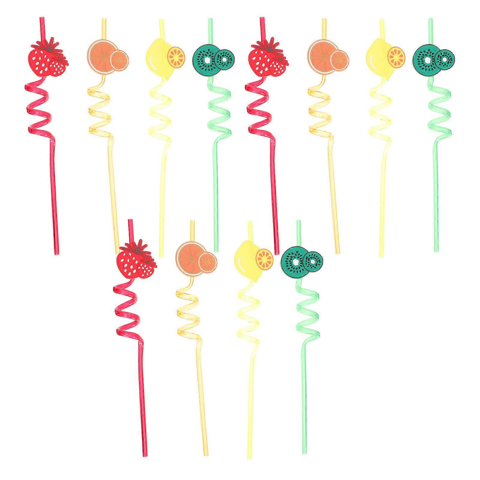 Fruits Drinking Straws Reusable for Home Party 12Pcs Set