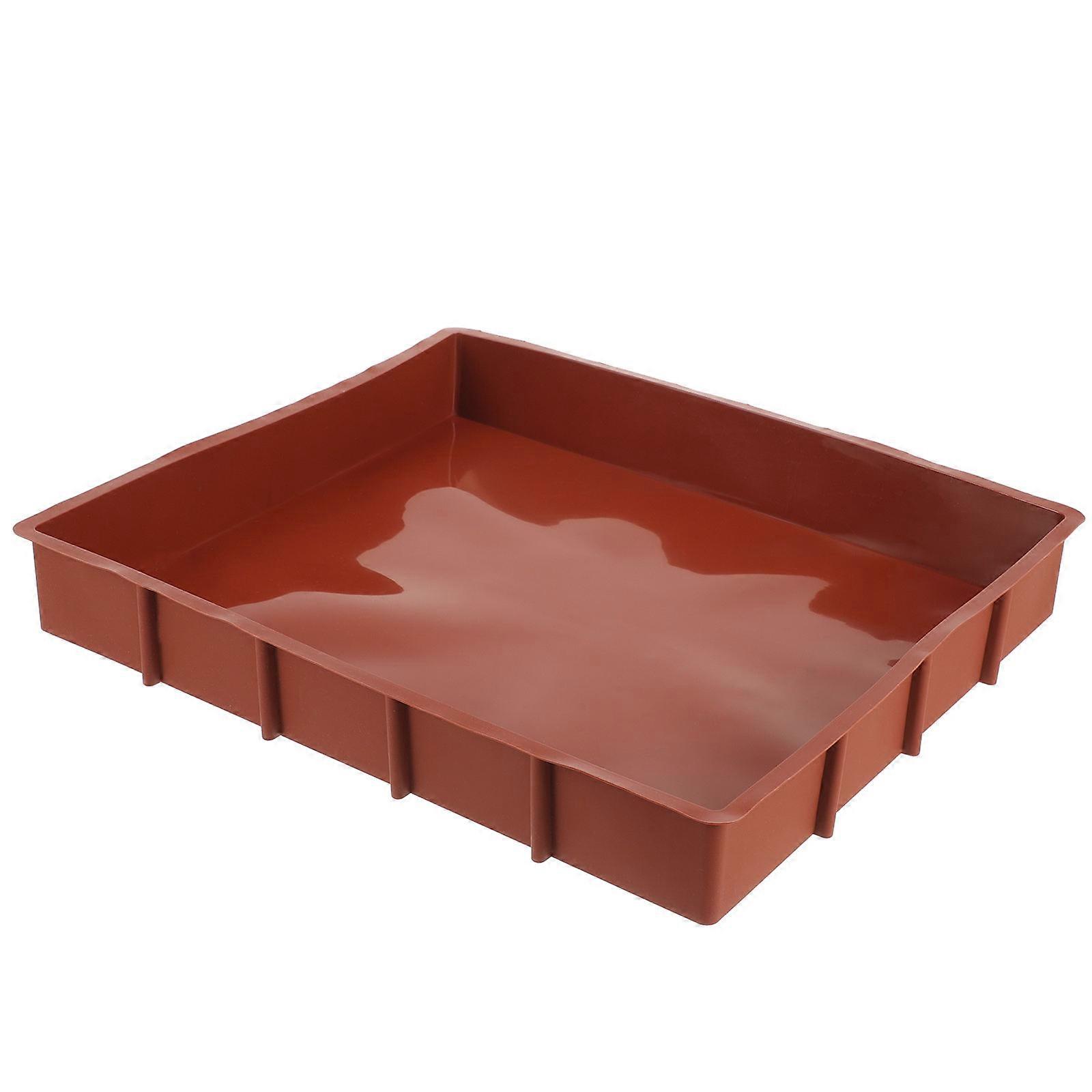 Home Use Rectangular Baking Tray Silicone Mold 30X26Cm Protect Hands Coffee 1Pcs